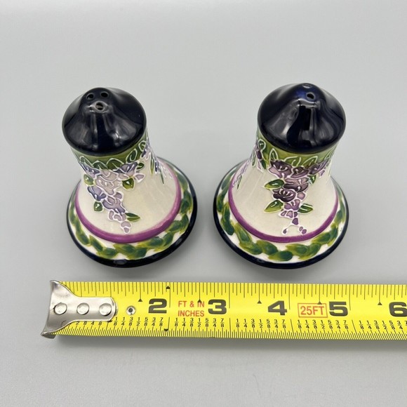 Blue Sky Clayworks Salt Pepper Shakers Clematis Ceramic Floral Wisteria 15610 - Picture 8 of 9